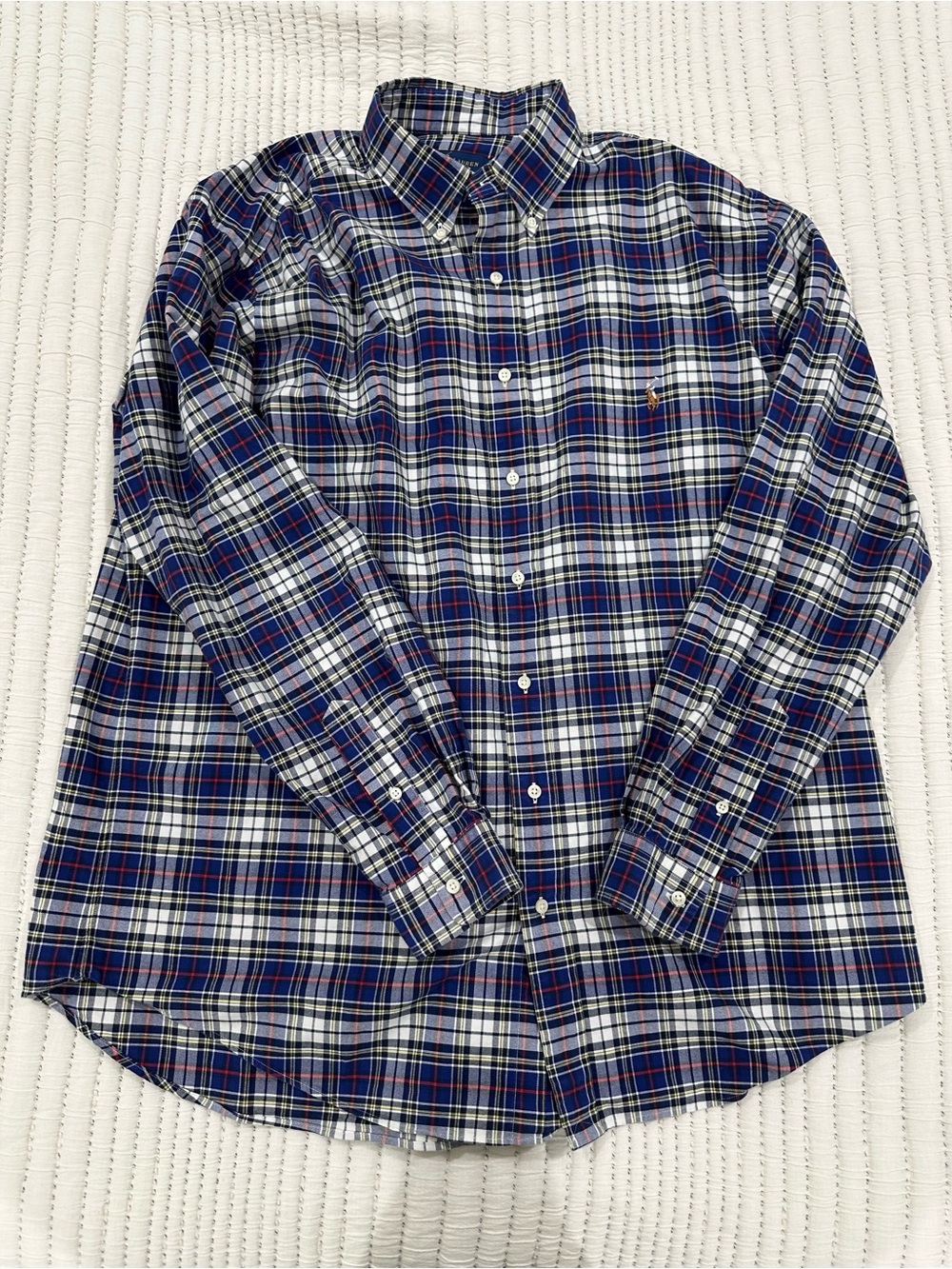 Ralph Lauren Blue & White Plaid Button-Down Shirt